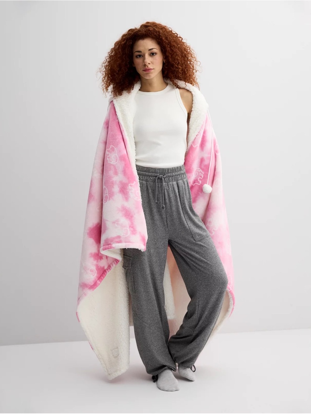 IVORY ELLA Stellar Pink Tie Dye Sherpa Hooded Blanket